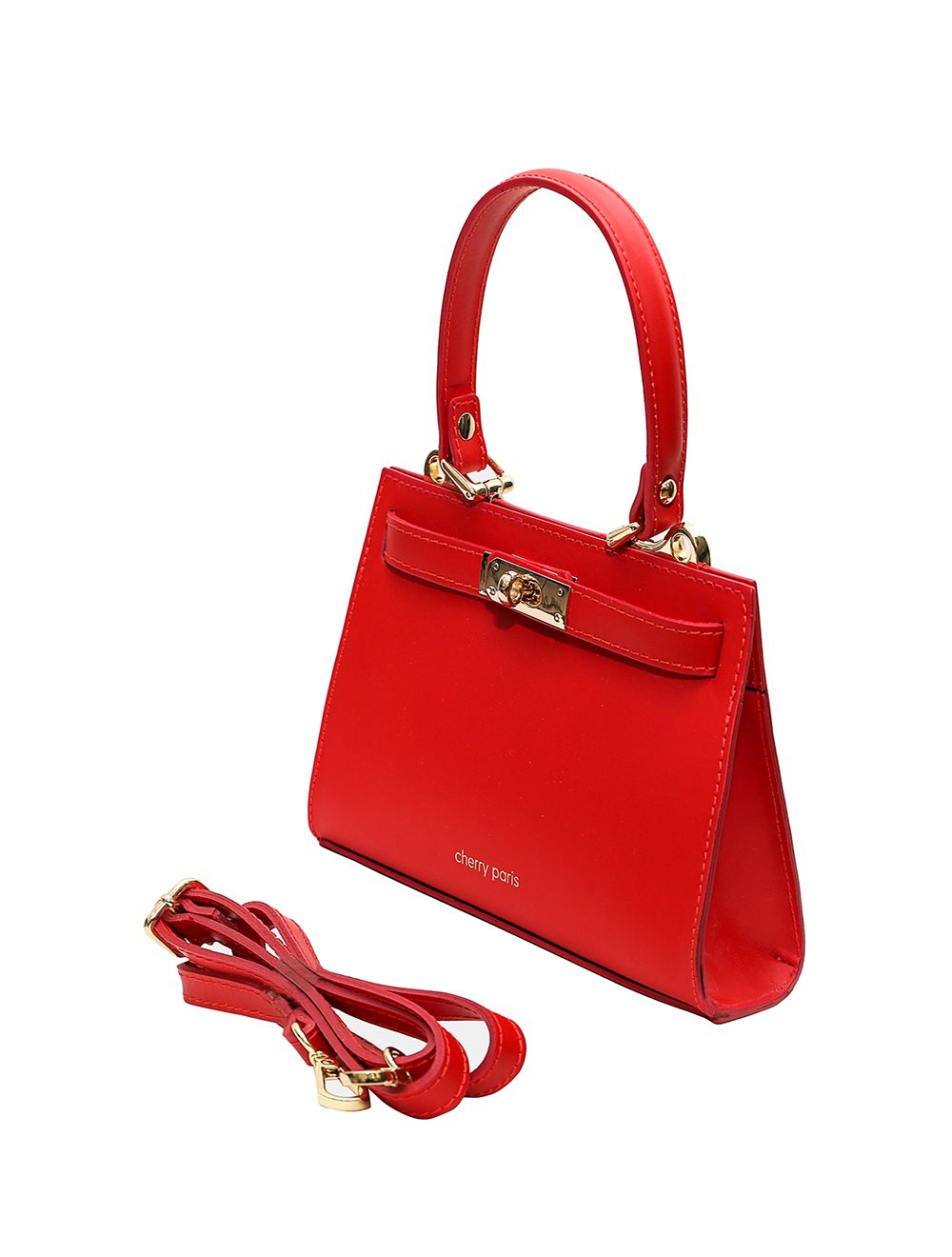 Sac Porté Main en Croûte de Cuir Vachette Lisse CARMEN-4029-Rouge