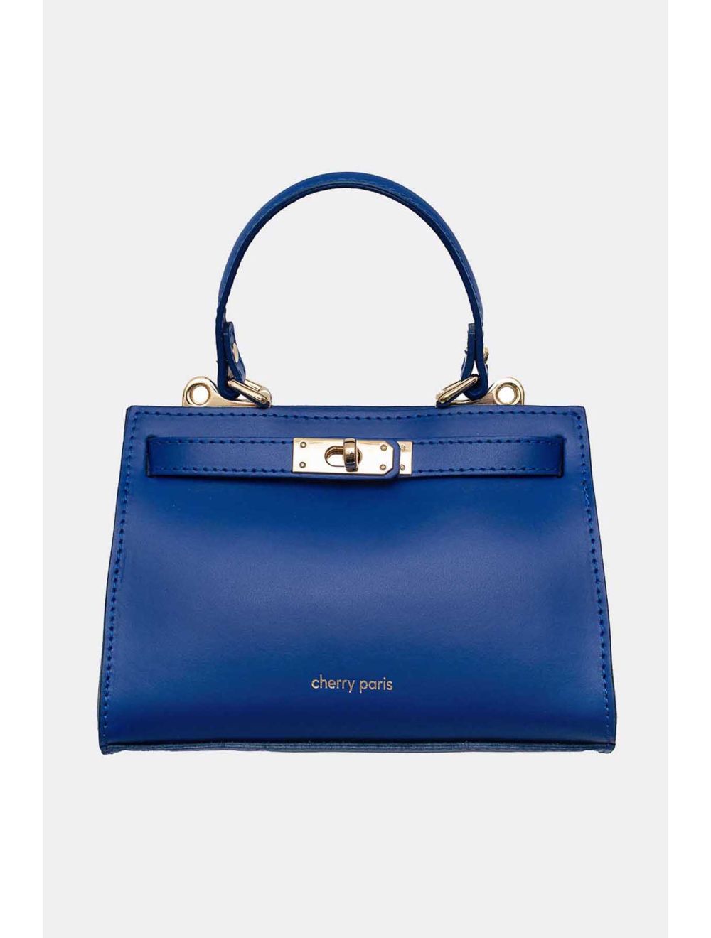 Sac Porté Main en Croûte de Cuir Vachette Lisse CARMEN-4029-Bleu Roi