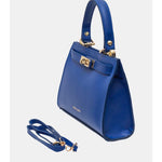Sac Porté Main en Croûte de Cuir Vachette Lisse CARMEN-4029-Bleu Roi
