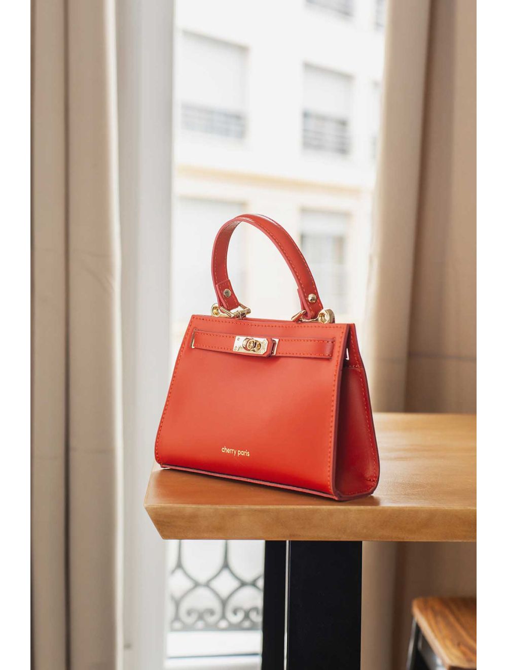 Sac Porté Main en Croûte de Cuir Vachette Lisse CARMEN-4029-Rouille