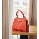 Sac Porté Main en Croûte de Cuir Vachette Lisse CARMEN-4029-Rouille