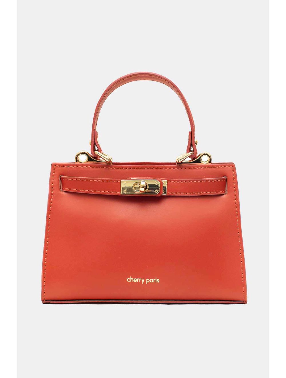 Sac Porté Main en Croûte de Cuir Vachette Lisse CARMEN-4029-Rouille