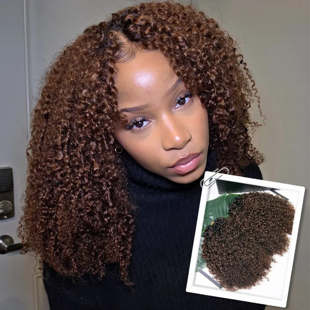 Crochet Extensions de cheveux humains kinky curly couleur 1b/4 pré-séparés sans noeuds Crochet cheveux humains avec boucle pour torsion Boho tresses