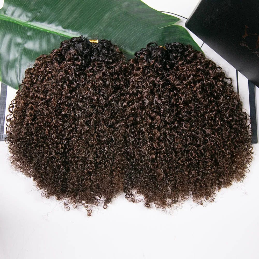 Crochet Extensions de cheveux humains kinky curly couleur 1b/4 pré-séparés sans noeuds Crochet cheveux humains avec boucle pour torsion Boho tresses