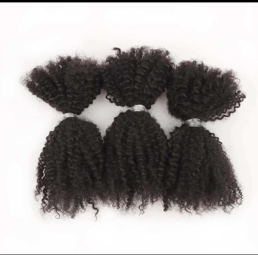 Afro Kinky Bulk Human Hair couleur  noire naturelle  4C,  50 g par paquet