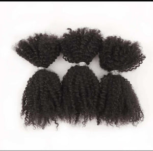 Afro Kinky Bulk Human Hair couleur  noire naturelle  4C,  50 g par paquet