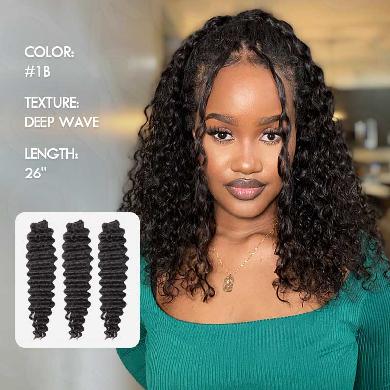 Mèches pour crochet braids Human hair deep wave 1 b