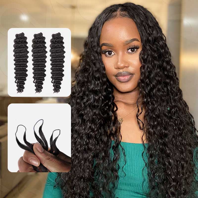 Crochet Extensions de cheveux humains deep wave pré-séparés sans noeuds Crochet cheveux humains avec boucle pour torsion Boho tresses