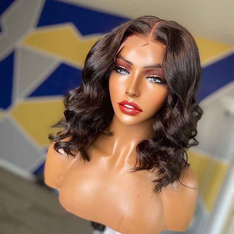 Wavy Short Bob Wig 13x4 4x4 Closure Lace Front Human Hair Wigs For Women Pre Plucked Baby Hair Brazilian Body Wave Remy Hair Wig - Glamour hair paris